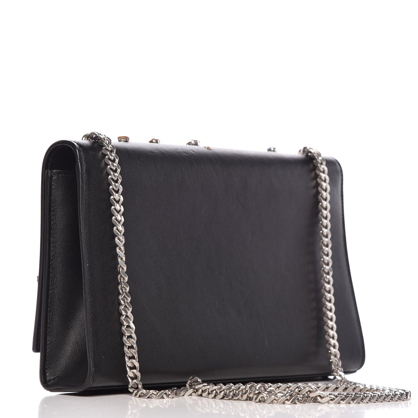 Calfskin Embellished Medium Monogram Kate Satchel Black