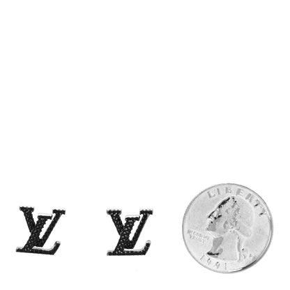 Louis Vuitton Metal Crystal LV Iconic Earrings Black Dore 2 of 5