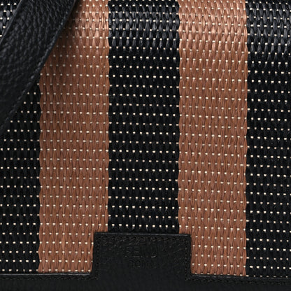 Fendi Raffia Calfskin Romano Pequin Mini Expandable Flap Bag Brown Black 7 of 9
