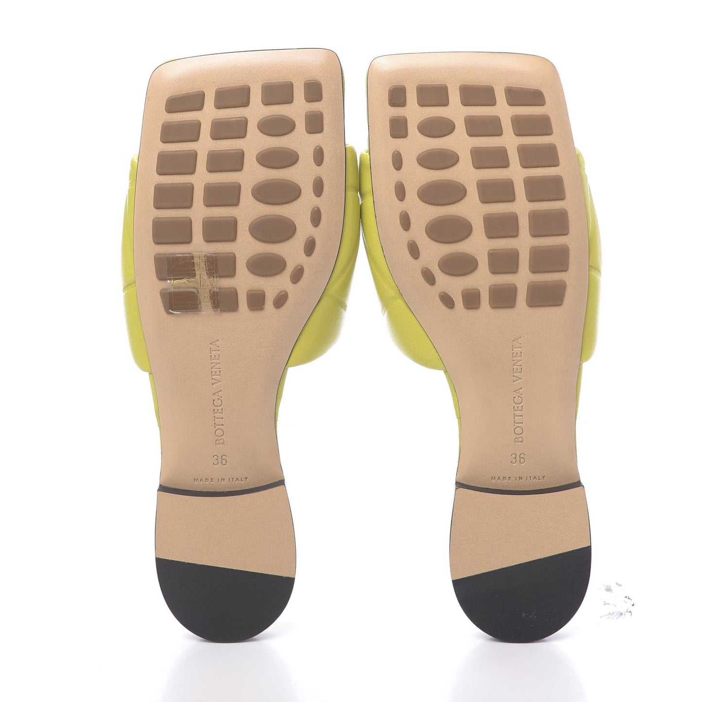Nappa Quilted Rubber Lido Flat Sandals 36 Kiwi