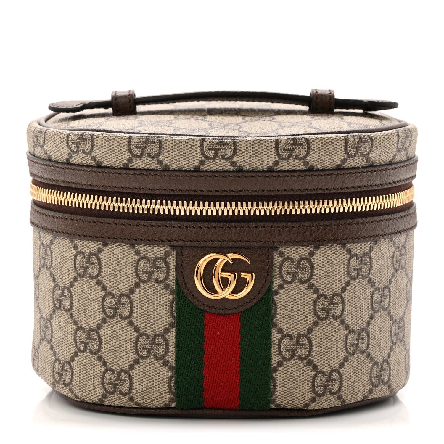 Gucci GG Supreme Monogram Textured Calfskin Web Ophidia Vanity Cosmetic Case Beige Ebony New Acero 1 of 11