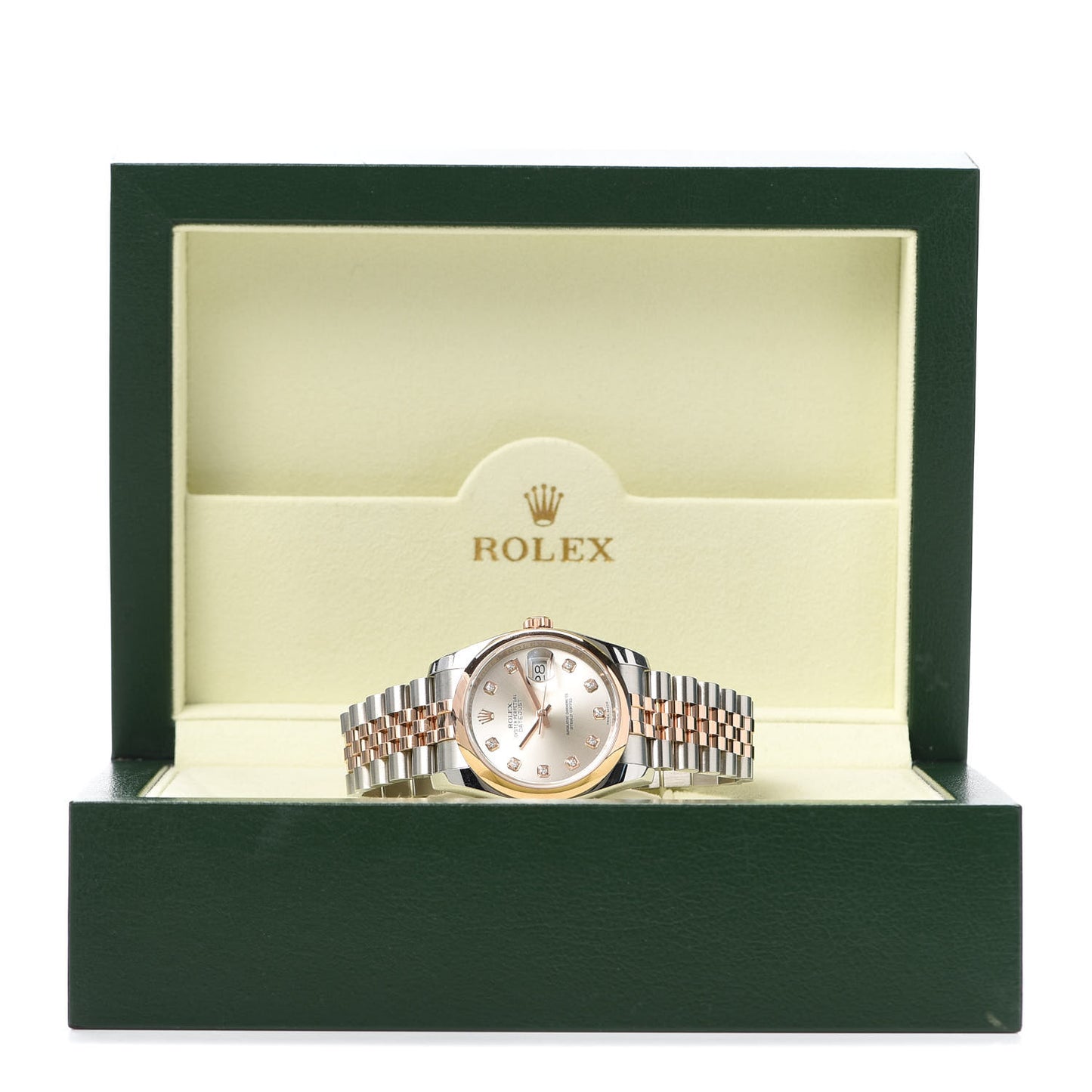 Stainless Steel 18K Everose Gold Diamond 36mm Oyster Perpetual Datejust Watch Silver 116201