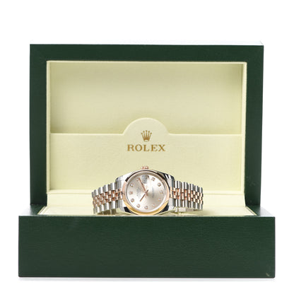 Rolex Stainless Steel 18K Everose Gold Diamond 36mm Oyster Perpetual Datejust Watch Silver 116201 5 of 5