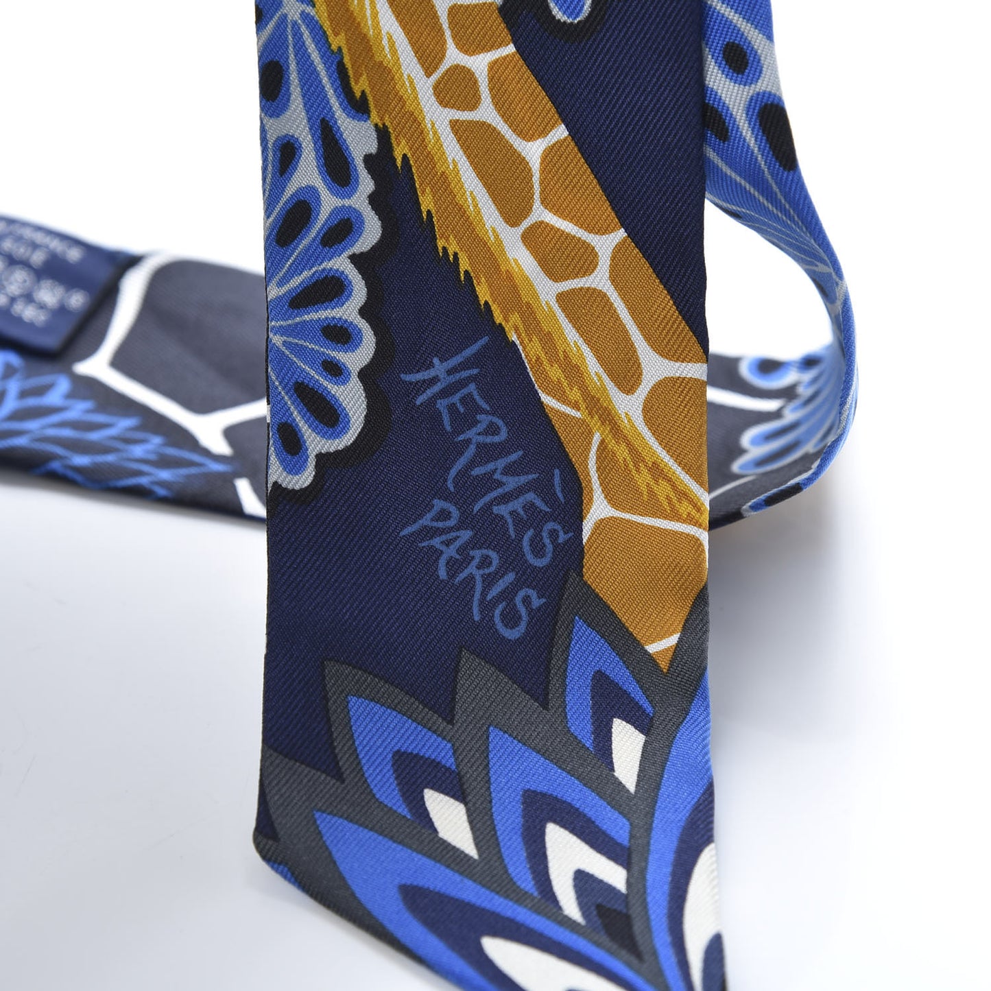 Silk The Three Graces Twilly Bleu Nuit Gold Black