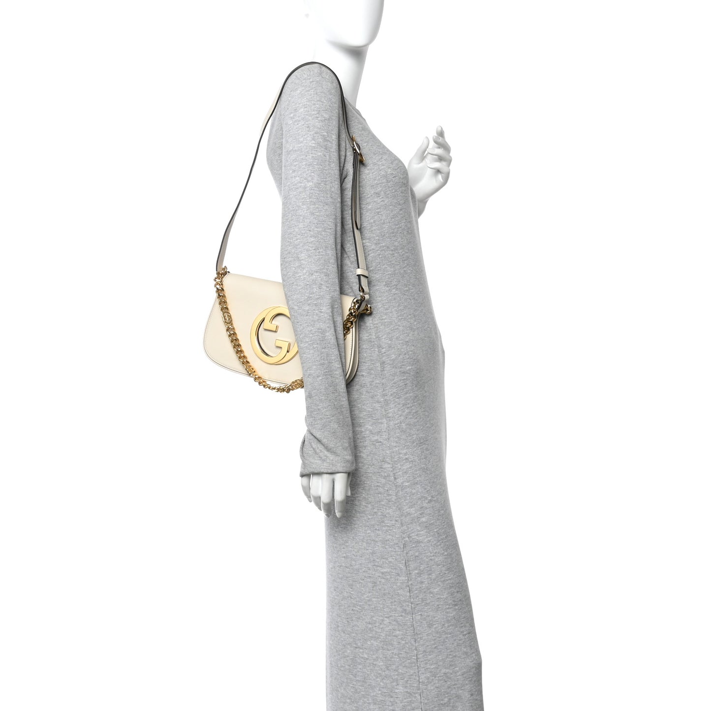 Roxy Calfskin Blondie Chain Shoulder Flap Bag Mystic White