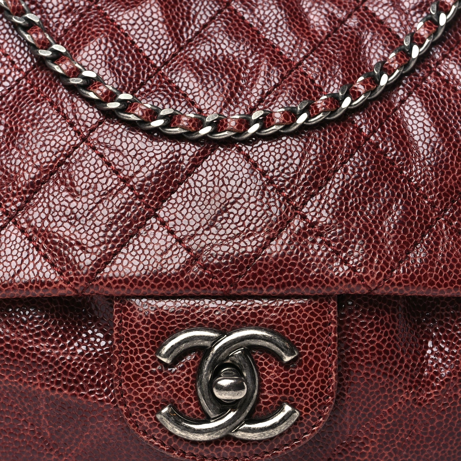 Chanel Caviar Quilted Medium Elastic Flap Bordeaux 8 of 11