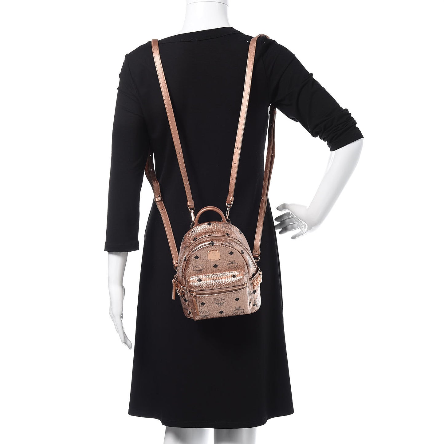 Metallic Visetos Studded X-Mini Bebe Boo Backpack Champagne Gold