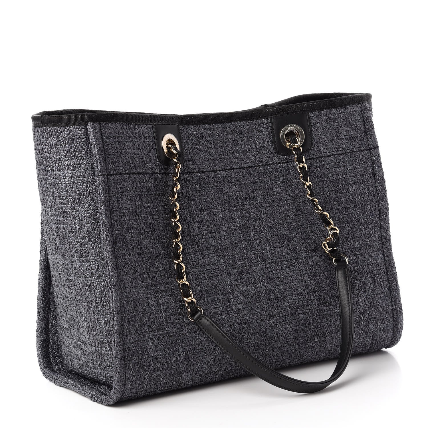 Chanel Lurex Boucle Small Deauville Tote Black 3 of 11