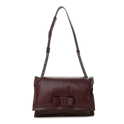 Salvatore Ferragamo Calfskin Small Viva Bow Shoulder Bag Burgundy 1 of 10