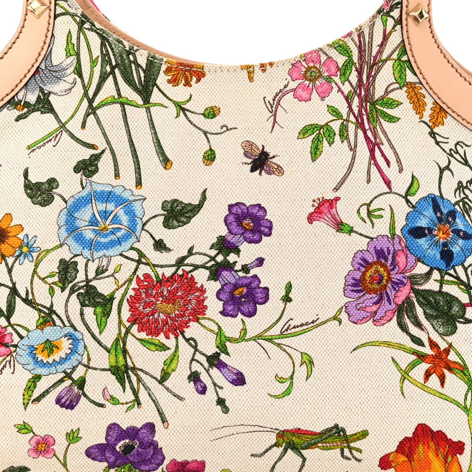 Gucci Canvas Floral Flora Bamboo Handle Bag 7 of 14