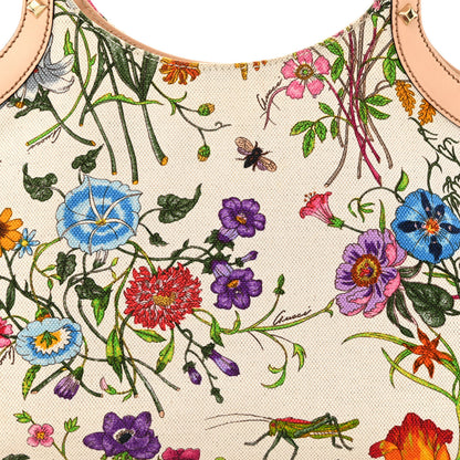 Gucci Canvas Floral Flora Bamboo Handle Bag 7 of 14