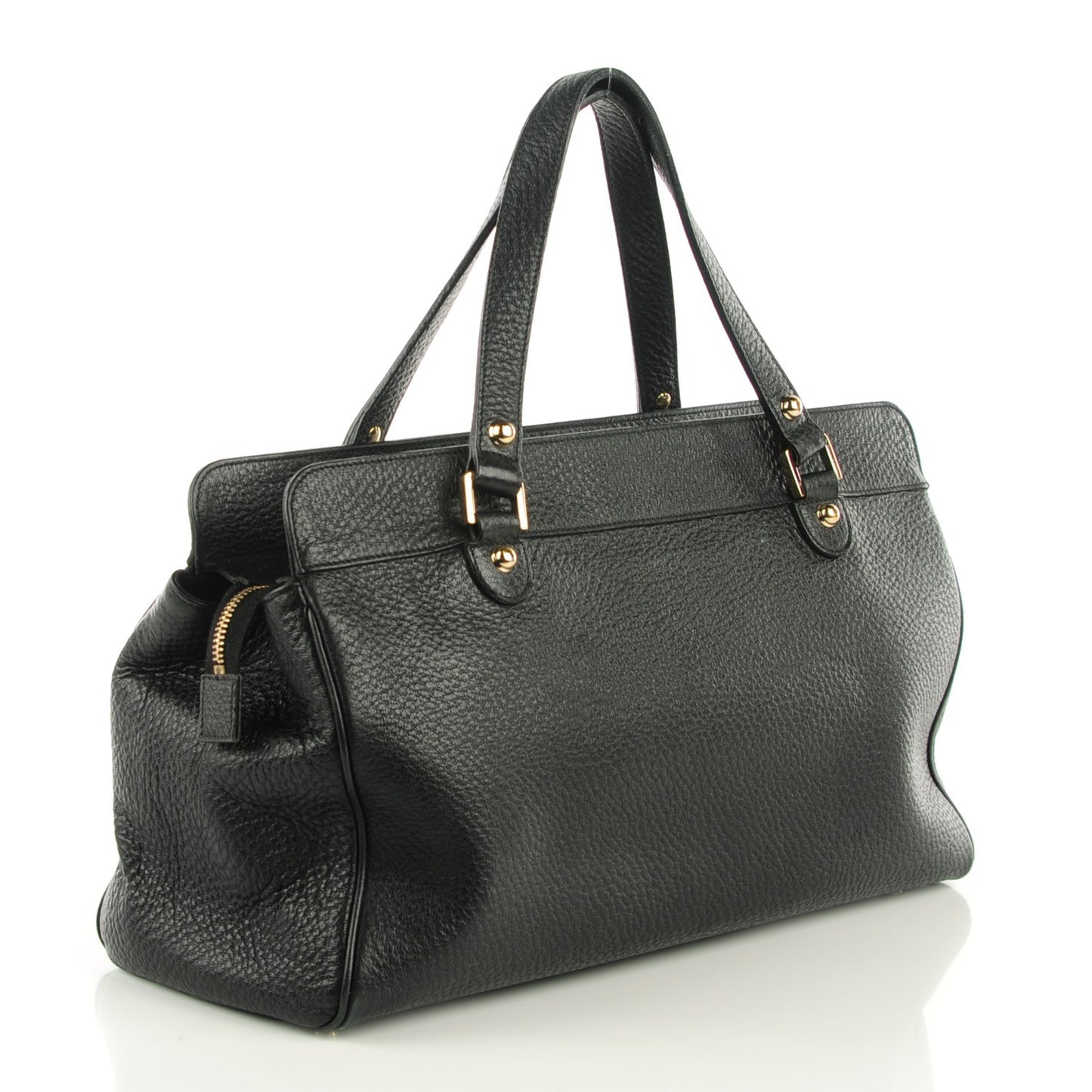 Leather Blondie Web Satchel Black