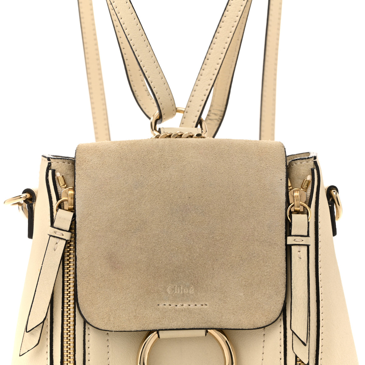 CHLOE FAYE 2-WAY TAN SUEDE AND CALFSKIN LEATHER SHOULDER BAG BACKPACK ITALY CHLOE Faye Medium Leather Shoulder Bag Brown main image 2