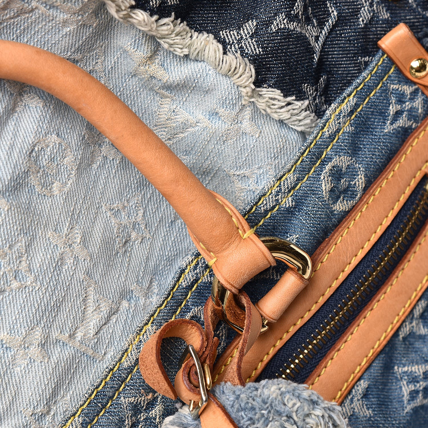 Louis Vuitton Denim Patchwork Cabby Tote Blue 13 of 16