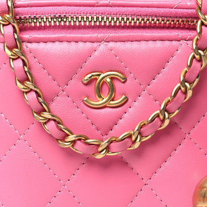 Chanel Lambskin Quilted Pearl Crush Mini Vanity Case With Chain Pink 8 of 10