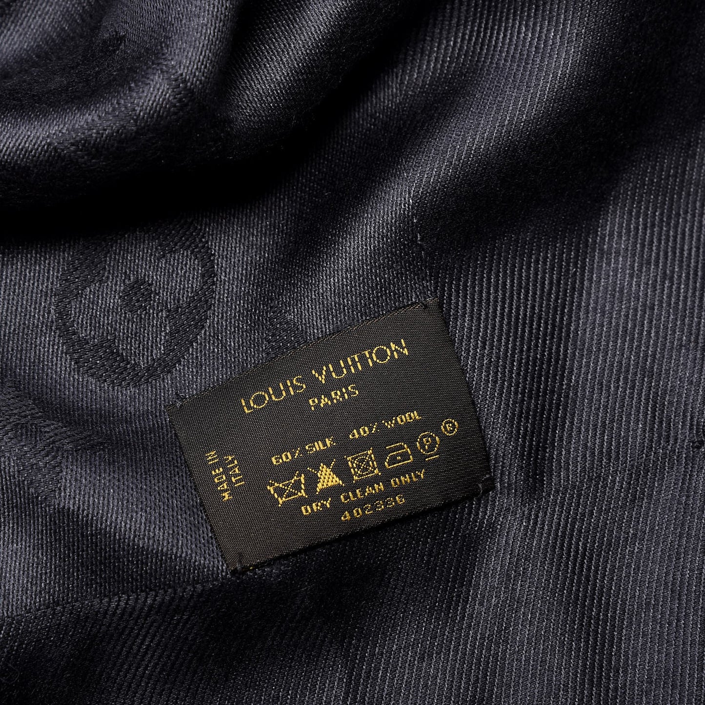 Wool Silk Monogram Shawl Anthracite