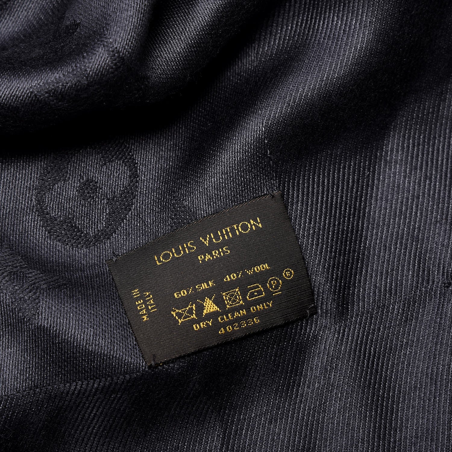 Louis Vuitton Wool Silk Monogram Shawl Anthracite 5 of 5