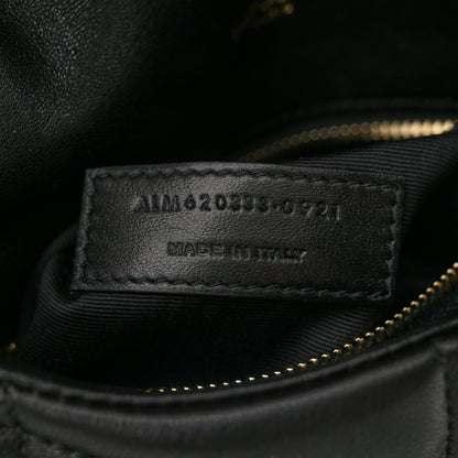 Saint Laurent Lambskin Quilted Toy Loulou Puffer Monogram Chain Satchel Black 7 of 11