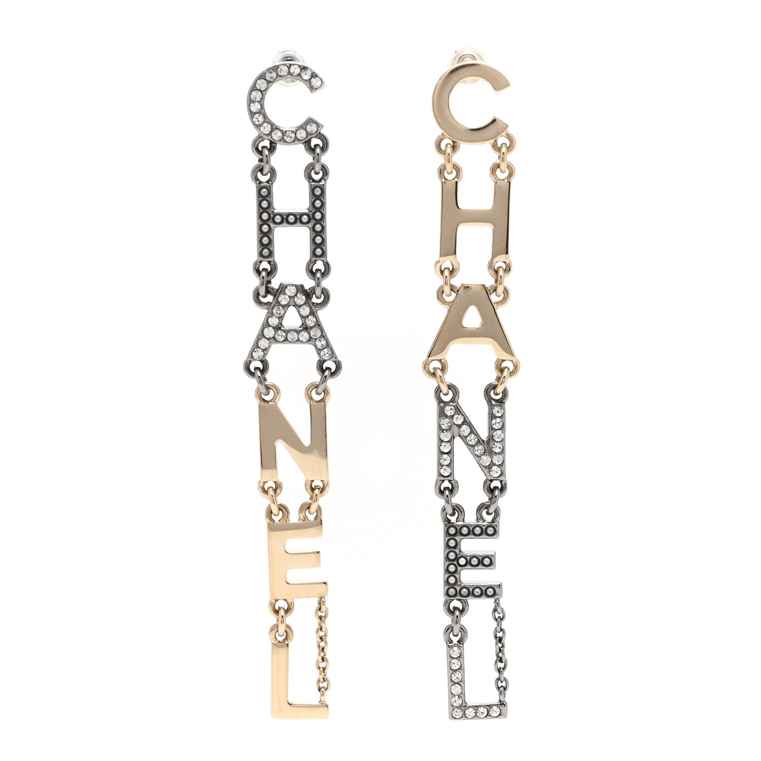 Chanel Crystal Pearl Chanel Bright Young Things Earrings Gold Ruthenium 1 of 4
