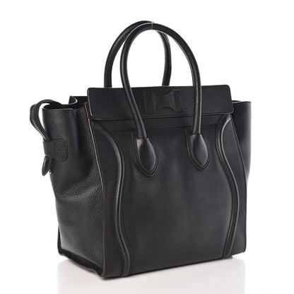 Celine Drummed Calfskin Mini Luggage Black 3 of 10
