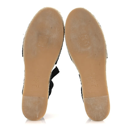 Christian Dior Canvas Calfskin Nicely-D Ankle Tie Espadrilles Flats 41 Black Multicolor 7 of 10