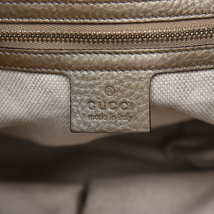 Gucci Metallic Pebbled Calfskin Medium Soho Chain Shoulder Bag Golden Beige 6 of 7