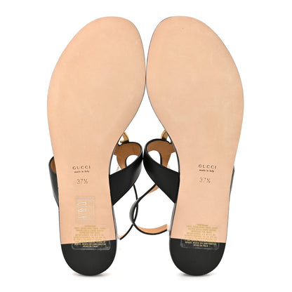 Gucci Calfskin Double G Thong Flat Sandals 37.5 Black 6 of 9