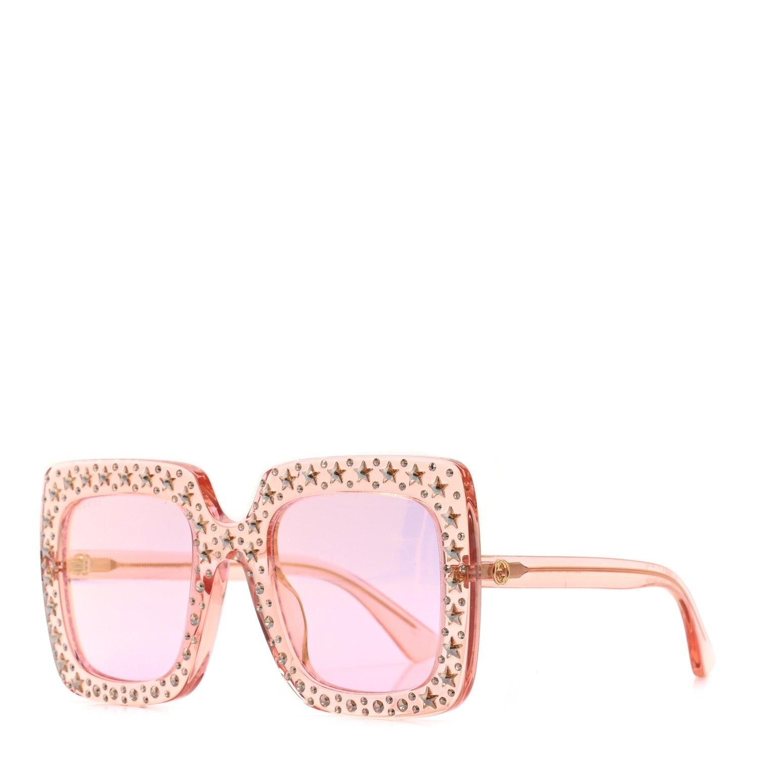 Gucci Crystal Square Frame Sunglasses GG0148S Pink 1 of 7