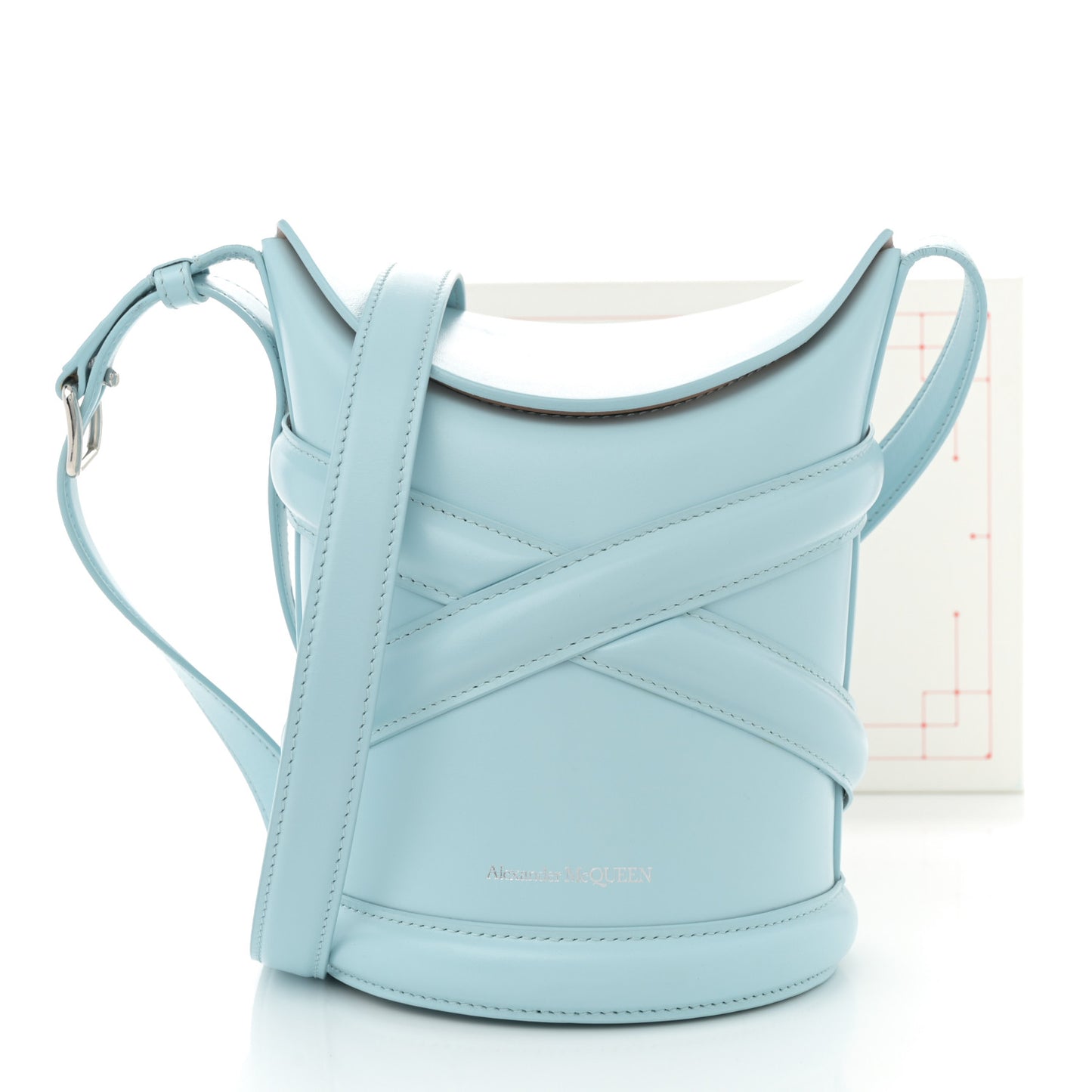 Calfskin Mini Curve Bucket Bag Pale Blue