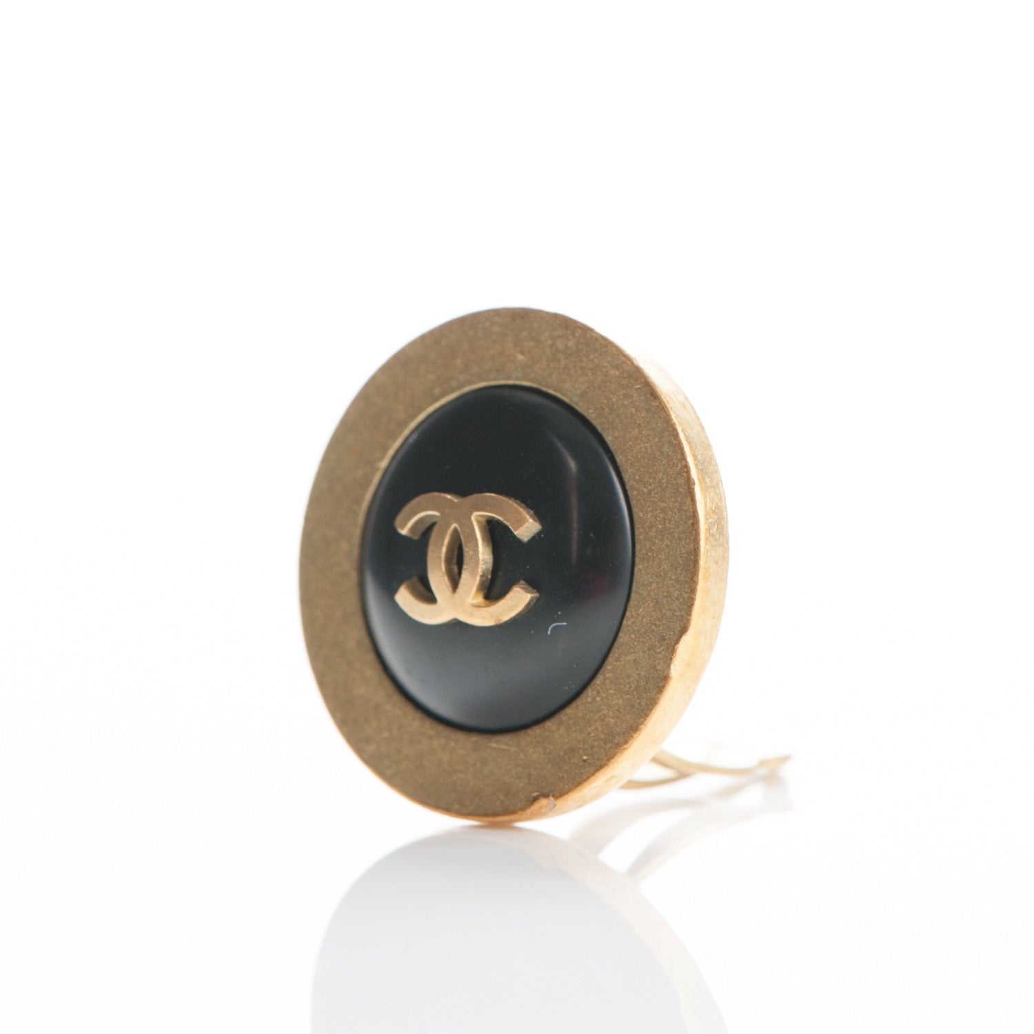 Chanel CC Clip On Earrings Black Gold 4 of 7