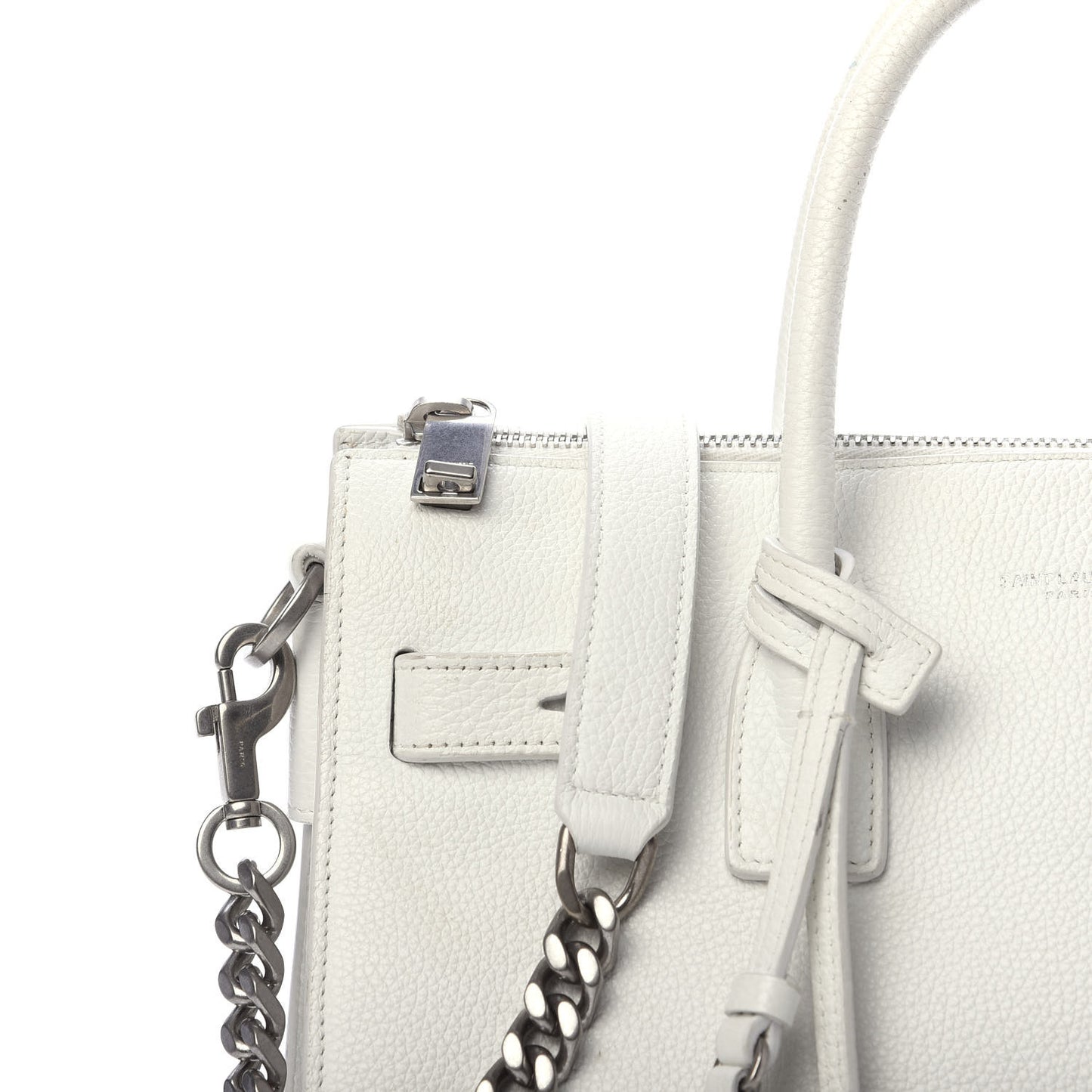 Grained Calfskin Baby Supple Sac De Jour White