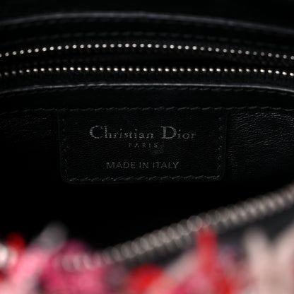 Christian Dior Tweed Fringe Cannage Embroidered Medium Lady Dior Pink Black Multicolor 6 of 12