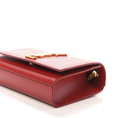Saint Laurent Grain De Poudre Small Monogram Kate Satchel Red 7 of 12