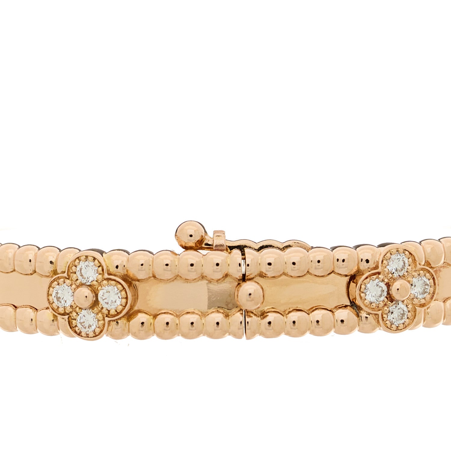 Van Cleef & Arpels 18K Rose Gold Diamond Perlee Sweet Clovers Bracelet S 3 of 4
