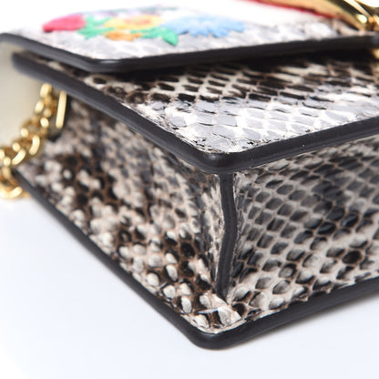 Gucci Snakeskin Floral Embroidered Super Mini Sylvie Chain Shoulder Bag 8 of 9