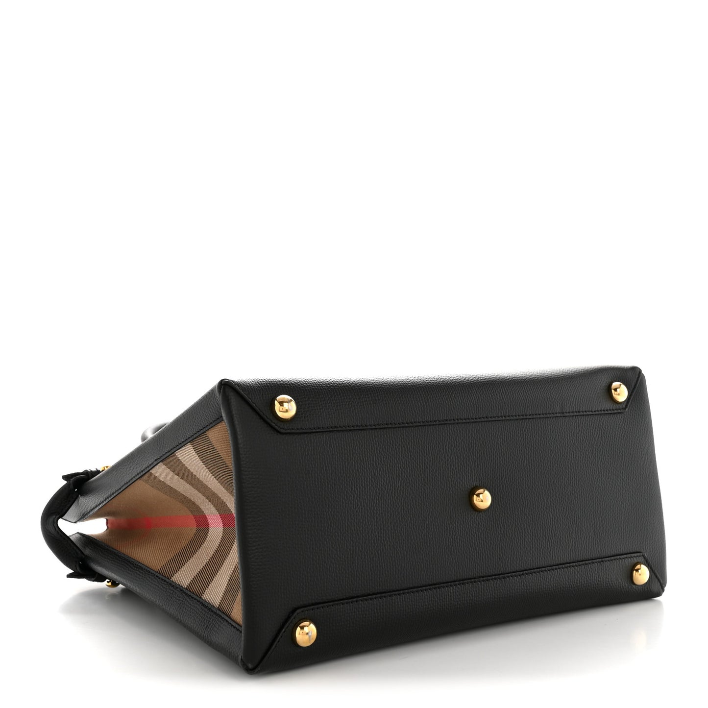 Grainy Calfskin House Check Medium Banner Tote Black