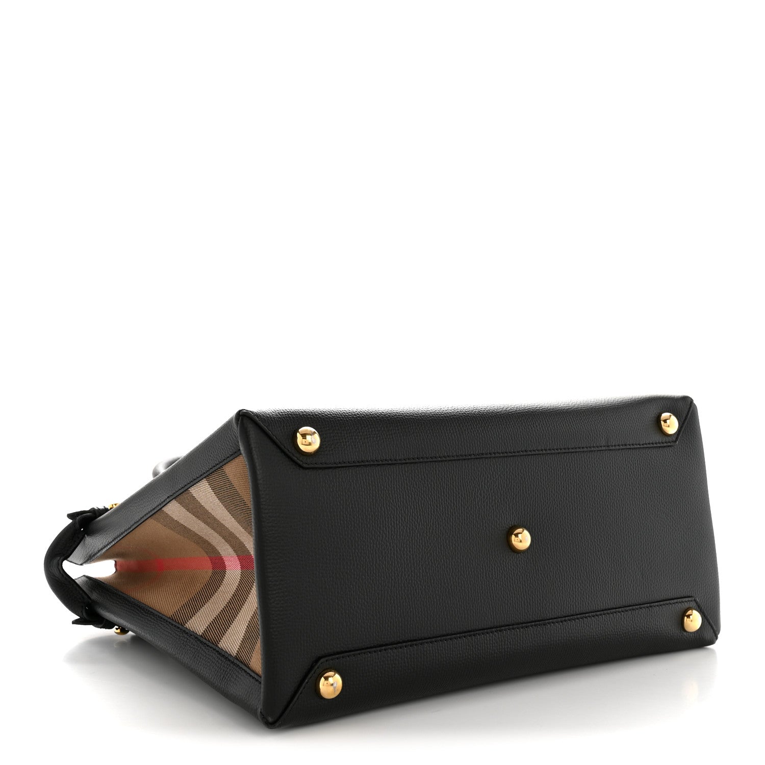 Burberry Grainy Calfskin House Check Medium Banner Tote Black 3 of 14