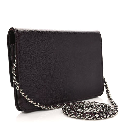 Chanel Caviar Sevruga Wallet on Chain WOC Plum 3 of 8