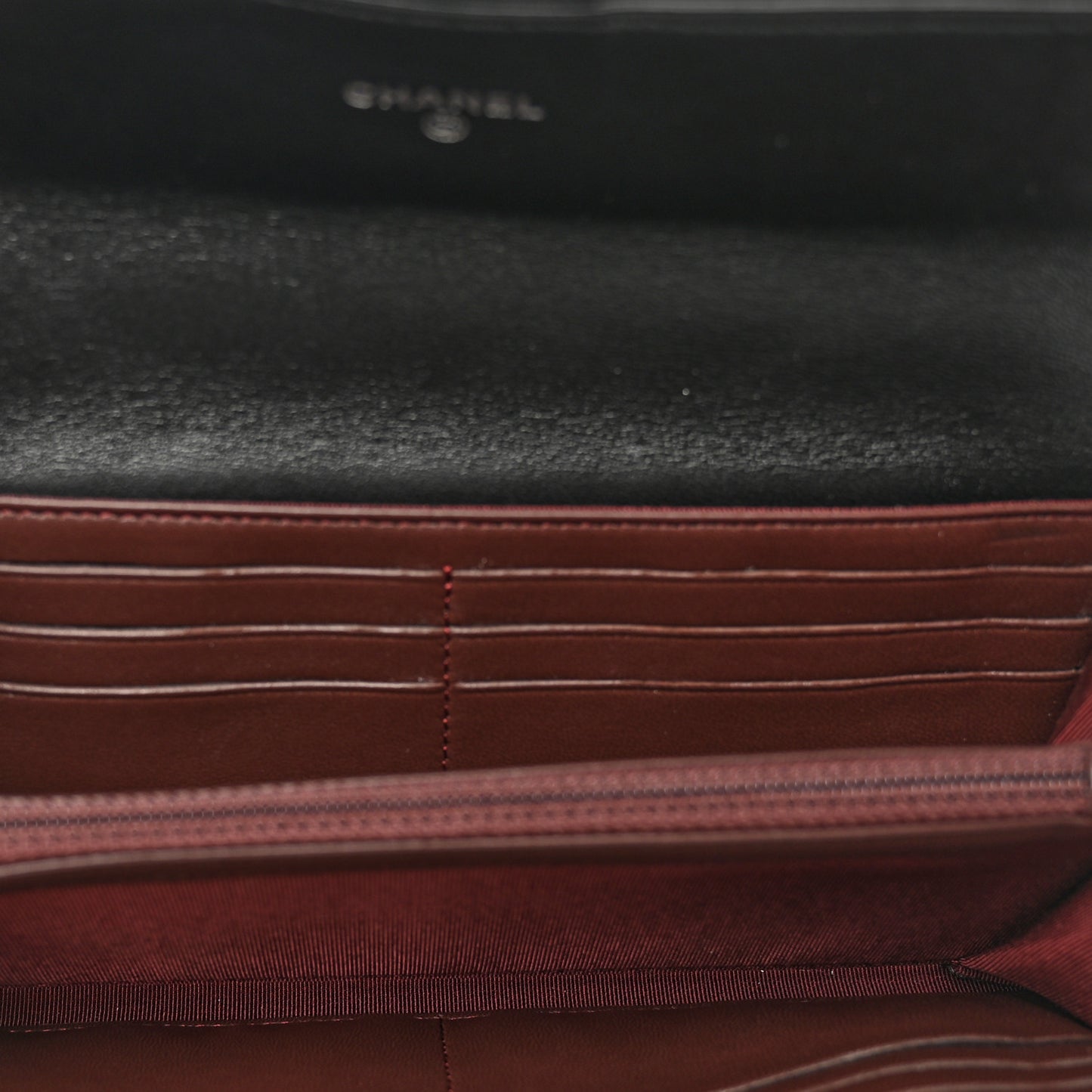 Lambskin Quilted Large Gusset Flap Wallet Black