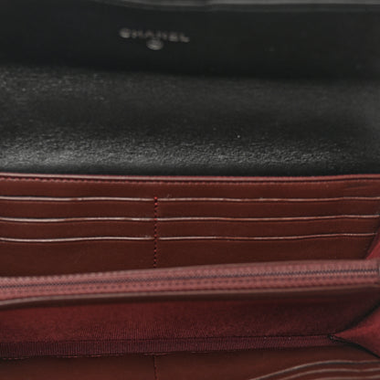 Chanel Lambskin Quilted Large Gusset Flap Wallet Black 5 of 8