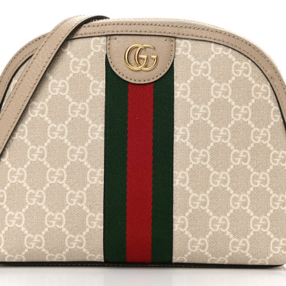 Gucci GG Supreme Monogram Textured Dollar Calfskin Web Small Ophidia Dome Shoulder Beige Mystic White Oatmeal 8 of 14