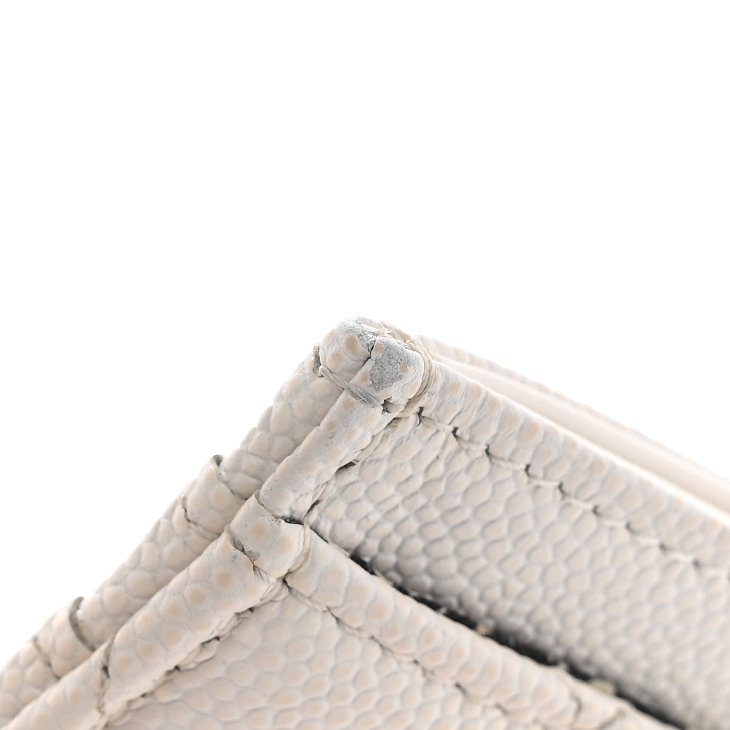 Caviar Metal Quilted Striated CC Card Holder White