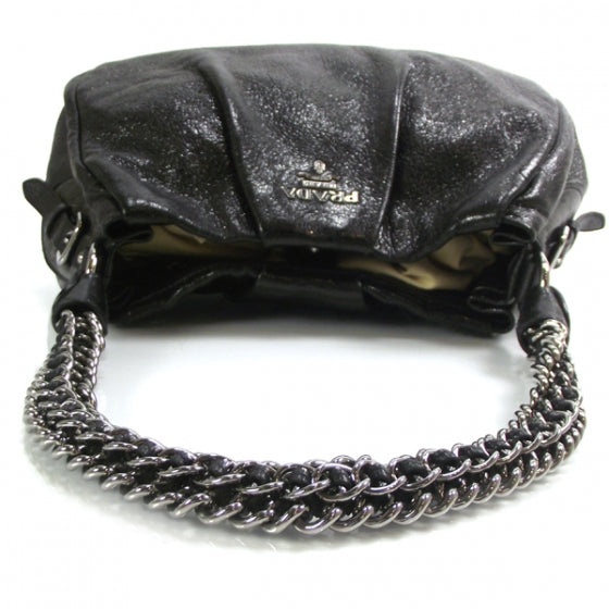 Prada Cervo Lux Chain Shoulder Bag Black 5 of 9
