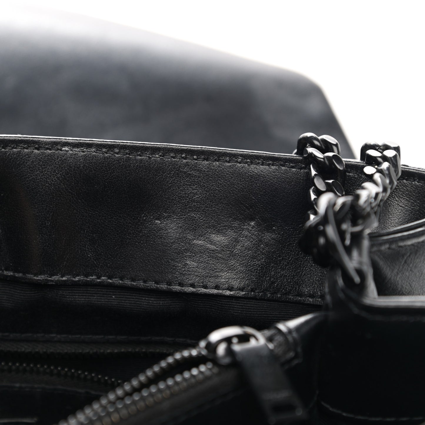 Calfskin Y Quilted Monogram Medium Loulou Chain Satchel Black