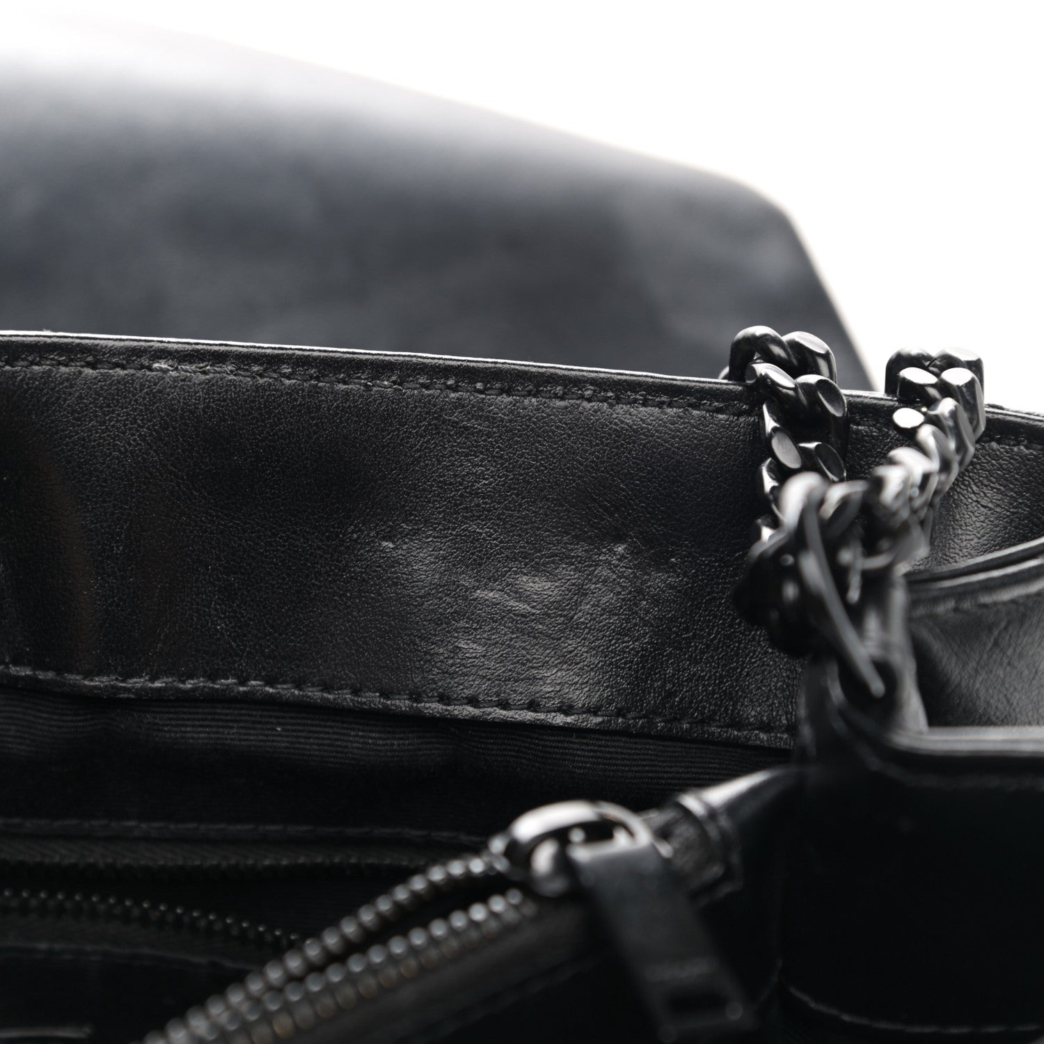 Saint Laurent Calfskin Y Quilted Monogram Medium Loulou Chain Satchel Black 13 of 15