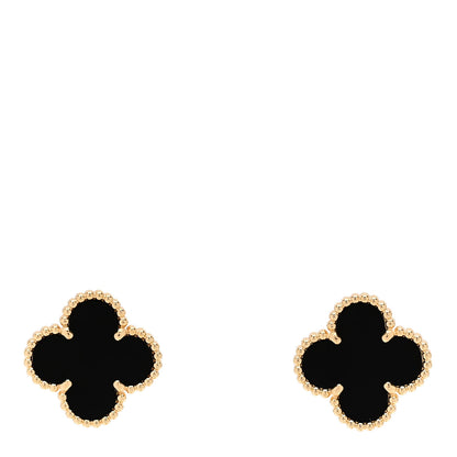 Van Cleef & Arpels VAN CLEEF & ARPELS 18K Yellow Gold Black Onyx Vintage Alhambra Earrings 1 of 5