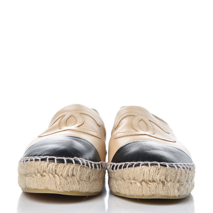 Chanel Lambskin CC Espadrilles 40 Beige Black 2 of 13