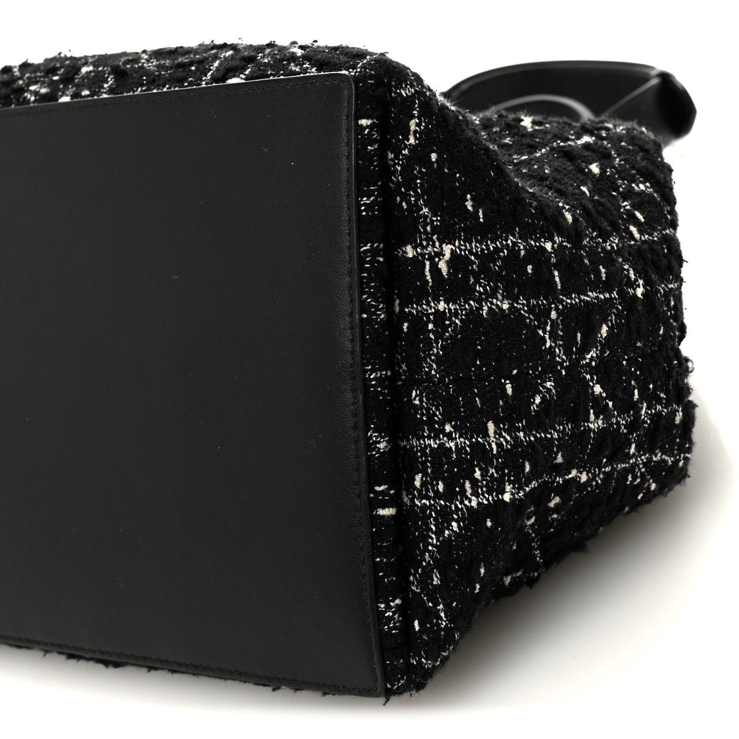 Christian Dior Calfskin Tweed Cannage Medium Toujours Black White 18 of 21
