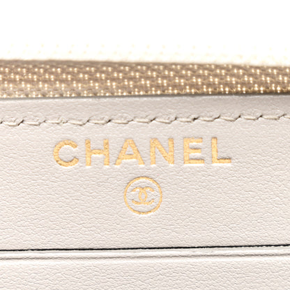 Chanel Caviar Quilted Boy Small Zip Around Wallet Grey 6 of 9