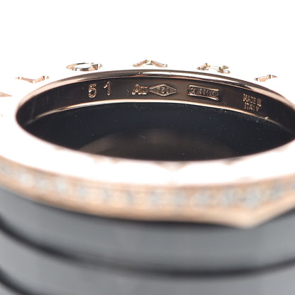 Bulgari 18K Rose Gold Black Ceramic Diamond B.Zero1 Four-Band Ring 51 5.75 5 of 5